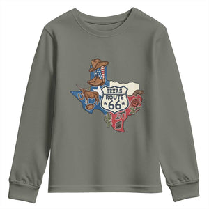 Texas Route Highway 66 Adventure Youth Sweatshirt Desert Road Trip Graphic TS12 Military Green Print Your Wear