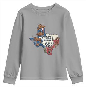 Texas Route Highway 66 Adventure Youth Sweatshirt Desert Road Trip Graphic TS12 Sport Gray Print Your Wear