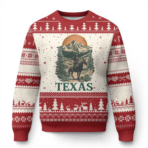 Texas Western Cowboy Life Ugly Christmas Sweater Vintage Horse Riding Graphic TS12 Beige Red Print Your Wear