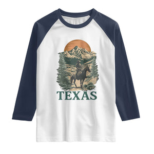Texas Western Cowboy Life Raglan Shirt Vintage Horse Riding Graphic TS12 White Navy Print Your Wear