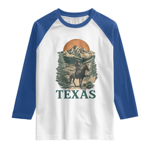 Texas Western Cowboy Life Raglan Shirt Vintage Horse Riding Graphic TS12 White Royal Print Your Wear