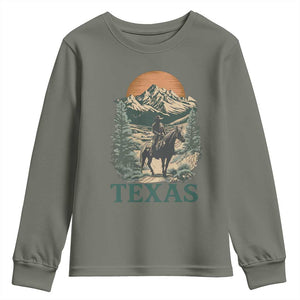 Texas Western Cowboy Life Youth Sweatshirt Vintage Horse Riding Graphic TS12 Military Green Print Your Wear