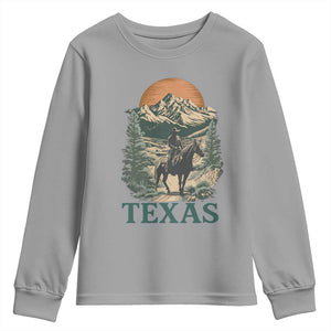 Texas Western Cowboy Life Youth Sweatshirt Vintage Horse Riding Graphic TS12 Sport Gray Print Your Wear