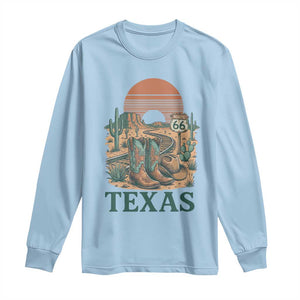 Vintage Route Highway 66 Texas Long Sleeve Shirt Amarillo Road Trip Adventure TS12 Light Blue Print Your Wear