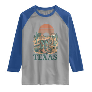 Vintage Route Highway 66 Texas Raglan Shirt Amarillo Road Trip Adventure TS12 Sport Gray Royal Print Your Wear