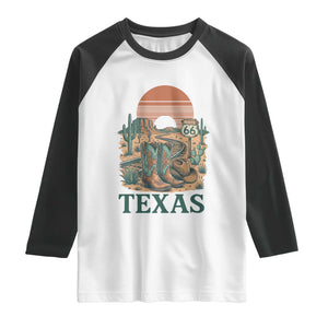 Vintage Route Highway 66 Texas Raglan Shirt Amarillo Road Trip Adventure TS12 White Black Print Your Wear