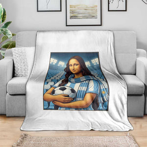 Funny Argentina Soccer Mona Lisa Throw Blanket Football Fan Pride Graphic