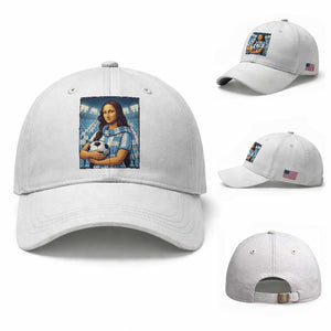 Funny Argentina Soccer Mona Lisa Baseball Cap Football Fan Pride Graphic