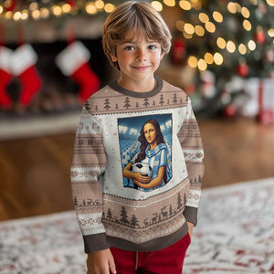 Funny Argentina Soccer Mona Lisa Ugly Christmas Sweater Football Fan Pride Graphic