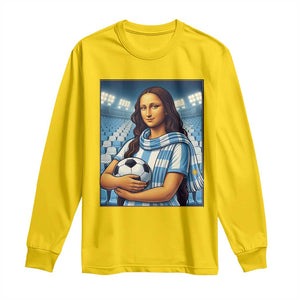 Funny Argentina Soccer Mona Lisa Long Sleeve Shirt Football Fan Pride Graphic