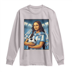 Funny Argentina Soccer Mona Lisa Long Sleeve Shirt Football Fan Pride Graphic