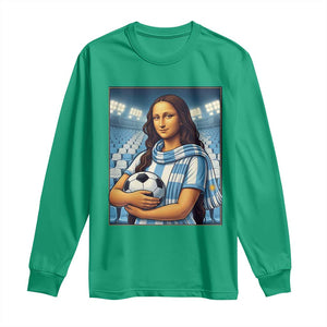 Funny Argentina Soccer Mona Lisa Long Sleeve Shirt Football Fan Pride Graphic