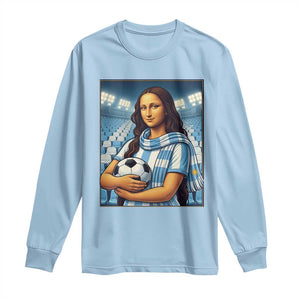 Funny Argentina Soccer Mona Lisa Long Sleeve Shirt Football Fan Pride Graphic