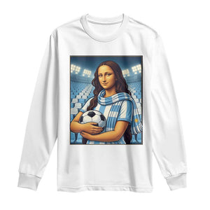Funny Argentina Soccer Mona Lisa Long Sleeve Shirt Football Fan Pride Graphic