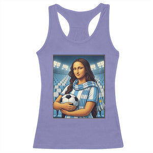 Funny Argentina Soccer Mona Lisa Racerback Tank Top Football Fan Pride Graphic