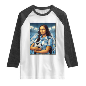 Funny Argentina Soccer Mona Lisa Raglan Shirt Football Fan Pride Graphic