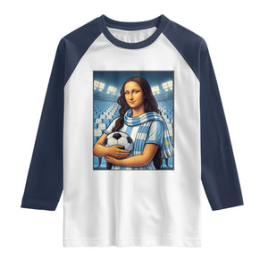 Funny Argentina Soccer Mona Lisa Raglan Shirt Football Fan Pride Graphic