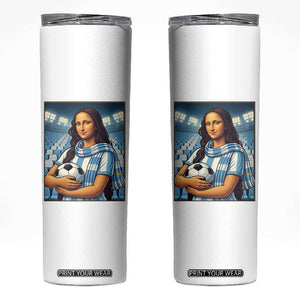 Funny Argentina Soccer Mona Lisa Skinny Tumbler Football Fan Pride Graphic