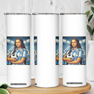 Funny Argentina Soccer Mona Lisa Skinny Tumbler Football Fan Pride Graphic