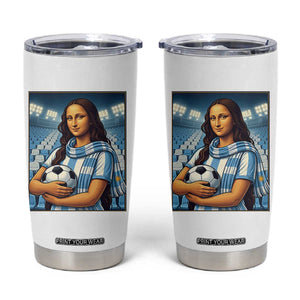 Funny Argentina Soccer Mona Lisa Tumbler Cup Football Fan Pride Graphic