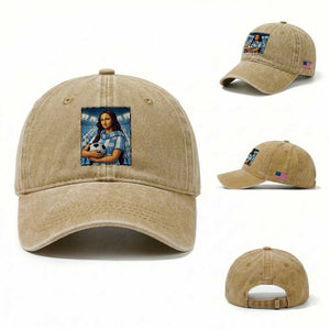 Funny Argentina Soccer Mona Lisa Washed Cotton Baseball Cap Football Fan Pride Graphic