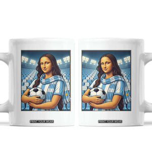 Funny Argentina Soccer Mona Lisa Coffee Mug Football Fan Pride Graphic
