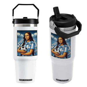 Funny Argentina Soccer Mona Lisa Flip Straw Tumbler Football Fan Pride Graphic