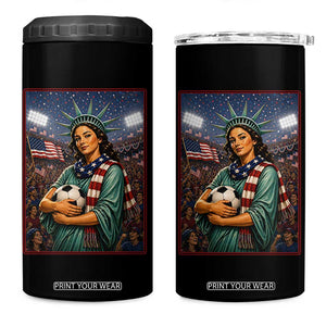 Funny Statue Of Liberty Soccer Gift 4 in 1 Can Cooler Tumbler USA Football Pride