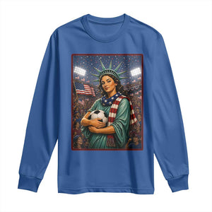Funny Statue Of Liberty Soccer Gift Long Sleeve Shirt USA Football Pride