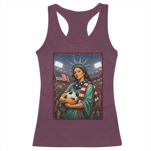 Funny Statue Of Liberty Soccer Gift Racerback Tank Top USA Football Pride