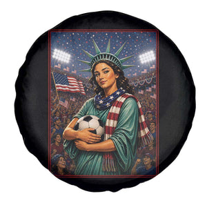 Funny Statue Of Liberty Soccer Gift Spare Tire Cover USA Football Pride