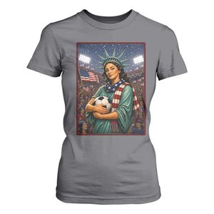 Funny Statue Of Liberty Soccer Gift T Shirt For Women USA Football Pride