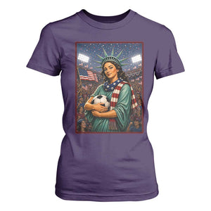 Funny Statue Of Liberty Soccer Gift T Shirt For Women USA Football Pride