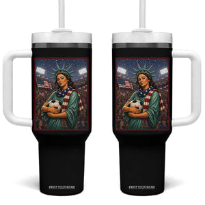 Funny Statue Of Liberty Soccer Gift Tumbler With Handle USA Football Pride