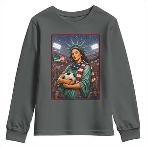 Funny Statue Of Liberty Soccer Gift Youth Sweatshirt USA Football Pride