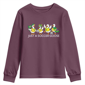 Funny Just A Soccer Goose Youth Sweatshirt Brazil Football Fan