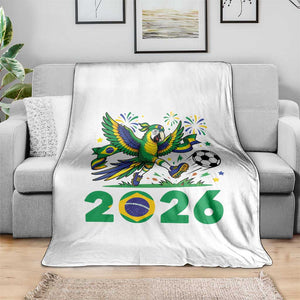 Funny Brazil Soccer Macaw Throw Blanket 2026 Football Fan Graphic