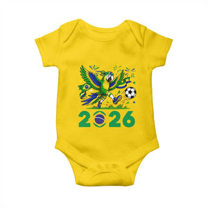 Funny Brazil Soccer Macaw Baby Onesie 2026 Football Fan Graphic