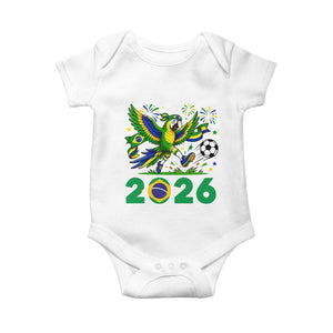 Funny Brazil Soccer Macaw Baby Onesie 2026 Football Fan Graphic