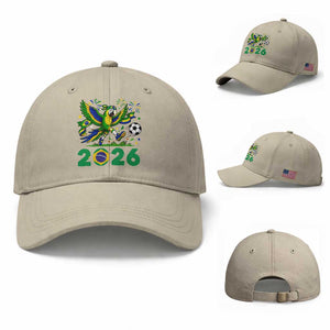 Funny Brazil Soccer Macaw Baseball Cap 2026 Football Fan Graphic