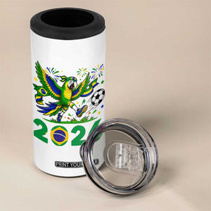 Funny Brazil Soccer Macaw 4 in 1 Can Cooler Tumbler 2026 Football Fan Graphic
