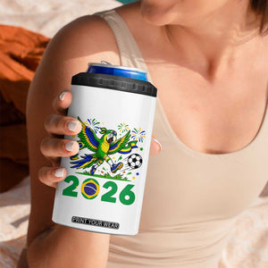 Funny Brazil Soccer Macaw 4 in 1 Can Cooler Tumbler 2026 Football Fan Graphic
