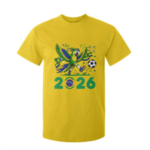 Funny Brazil Soccer Macaw T Shirt For Kid 2026 Football Fan Graphic