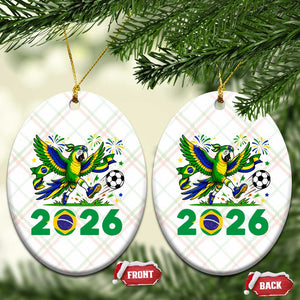 Funny Brazil Soccer Macaw Ceramic Ornament 2026 Football Fan Graphic