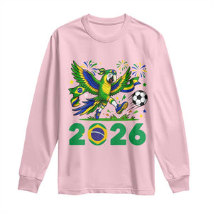 Funny Brazil Soccer Macaw Long Sleeve Shirt 2026 Football Fan Graphic