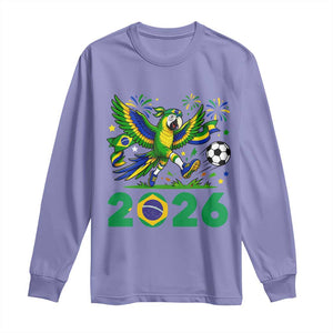 Funny Brazil Soccer Macaw Long Sleeve Shirt 2026 Football Fan Graphic