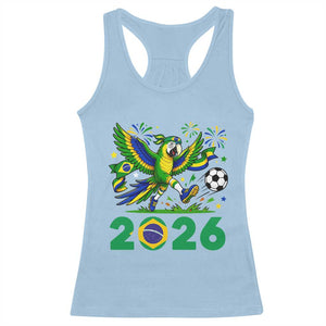 Funny Brazil Soccer Macaw Racerback Tank Top 2026 Football Fan Graphic