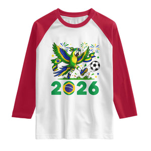 Funny Brazil Soccer Macaw Raglan Shirt 2026 Football Fan Graphic