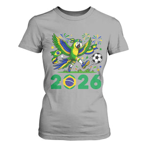 Funny Brazil Soccer Macaw T Shirt For Women 2026 Football Fan Graphic
