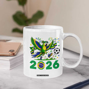 Funny Brazil Soccer Macaw Coffee Mug 2026 Football Fan Graphic